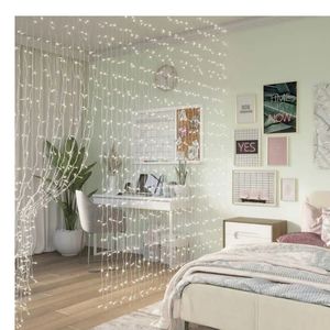 OVE waterfall curtain string lights 1200 LED bulbs w remote control